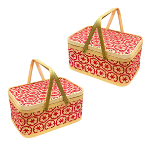 Cestas de Almacenamiento Rectangulares de Bambú Tejidas a Mano de Estilo Vintage con Diseños Florales para Almacenamiento y Exhibición, Hechas a Mano en Vietnam - Product Image 1