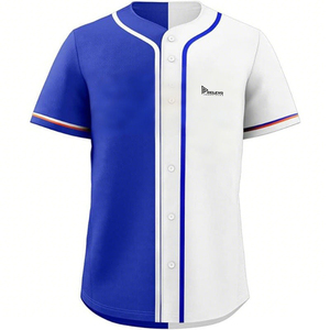 Maillot de baseball personnalisé élégant en polyester 100 % imprimé numériquement, respirant, anti-transpiration, col en V, boutonné, vente en gros - Product Image 3