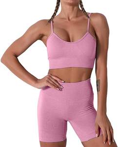Yoga <b>vest</b> and short pant two piece Yoga pants set girl & <b>women</b> fitness sets seamless yoga sets fitness - Product Image 1