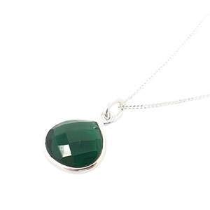 12mm Emerald Quartz Heart Necklace in 925 Sterling <b>Silver</b> Bezel Setting, Handmade Birthstone Jewelry Gift - Product Image 3