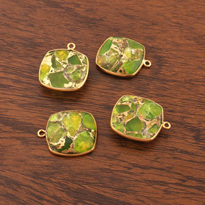Plaqué or DIY Unique Bail Pendentif Connecteur Mohave Péridot Cuivre Turquoise Grand Coussin Forme Faire Boucle D'oreille Charme Résultats - Product Image 6