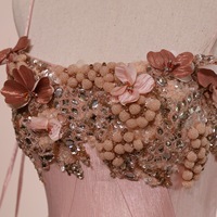 Robe de mariée rose poudré à bretelles spaghetti, corset à baleines, tulle floral 3D, coupe trapèze, sur mesure, vente en gros, directement de l'usine