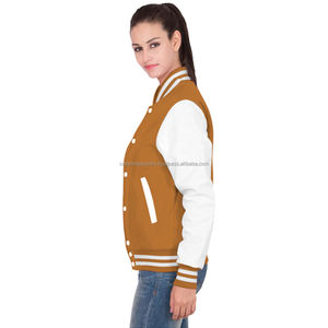 Blouson universitaire léger en coton pour femme avec doublure en polaire douce, idéal pour la broderie personnalisée, vente en gros de modèles vierges pour blousons universitaires. - Product Image 2