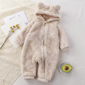 Invierno cálido bebé de alta calidad mono recién <span class=keywords><strong>nacido</strong></span> manga larga con capucha 3-36 meses bebé niñas cremallera Animal ropa - Product Image 4