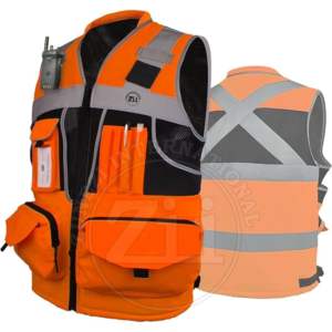 Gilet de sécurité en polyester ANSI classe 2 poches réfléchissantes respirantes imperméables grande taille M-5XL tricoté travaux de Construction haute visibilité - Product Image 1