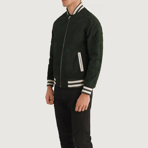 เสื้อแจ็คเก็ตบอมเบอร์ทรงโอเวอร์ไซส์สำหรับผู้ชาย  ลายปักตัวอักษร  กันลม  บุผ้าสำหรับฤดูหนาว - Product Image 2