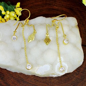 Pendientes Largos de Latón Chapado en Oro al por Mayor con Circonitas y Cadena, 4.3g, Piedra de 5mm, Accesorio de Moda Elegante y Duradero - Product Image 3