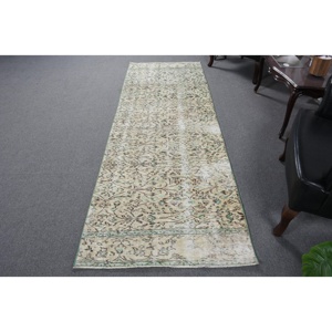 Tapis turc vintage, tapis de 3,1 x 9,2 pieds, tapis en laine vert patchwork - Product Image 1