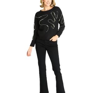 Pull-over d'hiver personnalisé avec logo OEM pour femmes, pull en tricot décontracté à col rond, décoration à paillettes, motif de personnage, 100% acrylique - Product Image 6