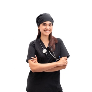 ชุดพยาบาลสำหรับผู้หญิงแขนสั้นสีดำดีไซน์อินเทรนด์ชุดพยาบาลสำหรับใส่ในคลินิกทางการแพทย์แบบปรับแต่งได้ - Product Image 4