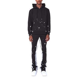 Survêtement personnalisé délavé à l'acide avec fermeture à glissière 500GSM Sweats à capuche en coton polaire et pantalons de survêtement évasés Survêtements pour hommes - Product Image 2
