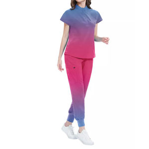 Women's Medical Scrub <b>Set</b> - Zipper-<b>Top</b> & Jogger <b>Trousers</b> in Navy Royal - Product Image 5