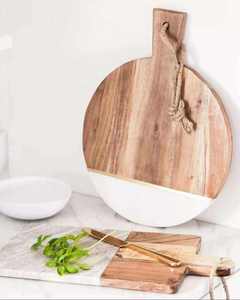 Tabla de cortar de madera de acacia de mármol al por mayor, tabla de cortar de queso para servir fruta y desayuno con logotipo personalizado, tabla de cortar para utensilios de cocina - Product Image 2