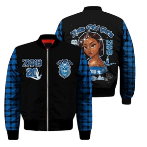 Chaqueta de Satén Azul y Blanca Zeta Phi Beta para Mujer, Ropa Griega de Hermandad, Bordado de Escudo ZPB 1920, Prenda Exterior Universitaria Premium - Product Image 3