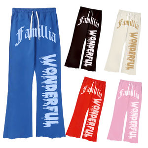 Venta al por mayor de pantalones de chándal acampanados con lavado ácido con logotipo personalizado, ropa de calle para hombre, pantalones de Jogger de color sólido de algodón de alta calidad, pantalones para hombre - Product Image 5