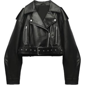 Chaqueta de Motociclista de Piel de Oveja Genuina para Mujer, Estilo Motero, Resistente, Ropa Exterior para Motociclismo - Product Image 2