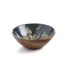 Tazón para Servir Hecho a Mano de Madera de Mango con Interior de Esmalte Morado Brillante, Vajilla Moderna, Tazón Decorativo para Ensaladas - Product Image 5