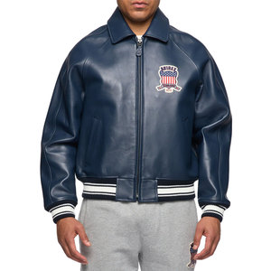 Luxury Custom High Quality Street Wear <b>Men</b> <b>Leather</b> Avirex <b>Jackets</b> OEM Customized Outdoor Windproof Canvas High Street Style - Product Image 3