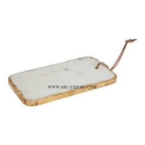 Lot de 2 planches à découper en bois de teck et en marbre de forme ovale pour ustensiles de cuisine Hachoir à bois de taille personnalisée de la meilleure qualité - Product Image 6