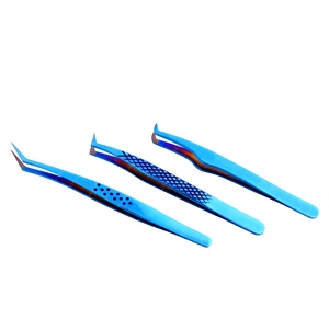 Pince à épiler en forme de L de volume 3D de haute qualité pince à épiler d'extension de cils en acier inoxydable avec poignée en diamant et pointe en fibre - Product Image 5