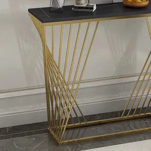 Trapezoid Design <b>Console</b> <b>Table</b> with Golden Metal Finish <b>Gold</b> Home Furniture Manufacturer Wholesaler factory direct sale - Product Image 2