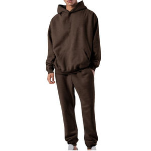 2025 <b>New</b> Design Custom Two-Piece Fleece Sports Joggers Oversized Men's Tracksuits Solid Color for Puff Print for Winter Season - Product Image 1