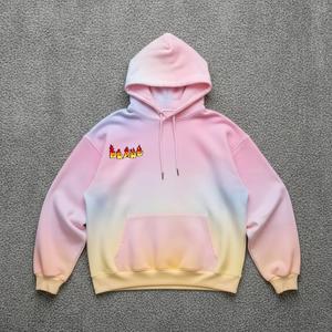 Sweat à capuche surdimensionné en coton 100% avec dégradé pastel personnalisé |   Sweat à capuche unisexe en polaire |   Logo imprimé en lettres, anti-boulochage, hiver - Product Image 3