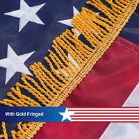 Drapeau américain de luxe USA TOP FLAGSINC 3x5 pieds, bannière en coton avec franges dorées, robuste, en polyester épais, étoiles brodées, avec mât