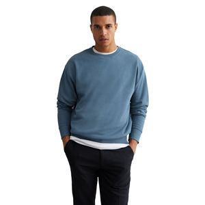 Sweat-shirt en molleton français uni personnalisé à col rond, coupe régulière, 100% coton, épaules tombantes, écologique, respirant, luxe pour homme - Product Image 2