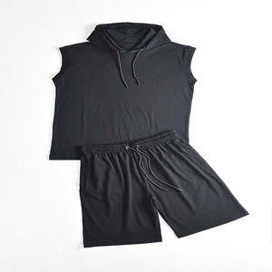 Impression personnalisée hommes deux pièces ensemble Gym Fitness grande taille hommes sans manches à capuche débardeur Shorts été décontracté sport séchage rapide - Product Image 2