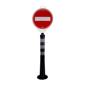 Ensemble de poteaux de signalisation ultra-ronds noirs, plaque de délimitation, interdiction d'entrée - Product Image 1