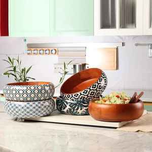 Tazón de madera de diseño moderno, utensilios de cocina multiusos, tazón de comida para ensaladas y frutas, tazón para servir - Product Image 3