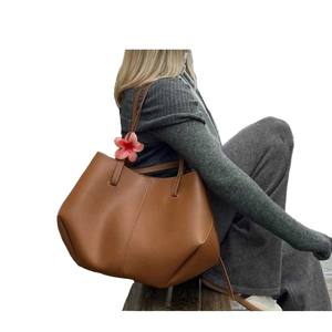 Sac à main de luxe pour femme en cuir de vachette, fermeture éclair personnalisée, design à panneaux, deux poignées, doublure en cuir véritable, grande taille, tendance - Product Image 1