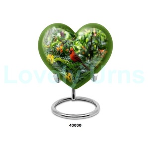Venta caliente hermosa urna de cremación de corazón de pájaro Cardenal para adultos para cenizas humanas urna funeraria grande decorativa con bolsa de terciopelo gratis - Product Image 4