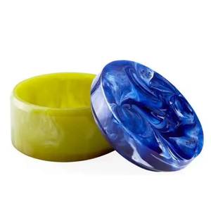 Bol à salade en résine, moulé à la main, poli, marbré, feuille d'or, couleurs personnalisées, classique, durable, écologique, léger, professionnel - Product Image 6