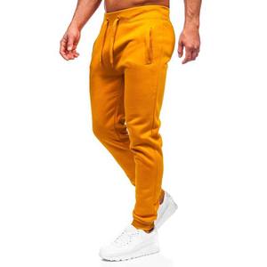 Pantalons pour hommes en gros, pantalons de haute qualité, légers, en molleton, couleur jaune, coton, taille élastique, respirant, écologique - Product Image 4