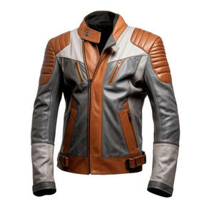 Veste de motard en cuir véritable avec un look classique et une finition durable, en cuir de vache vintage ciré - Product Image 1