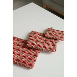 Ensemble de 3 pochettes plates Bohamin SustainablePretty Buti en coton imprimé à la main avec fermeture éclair, multifonctions, petite capacité, sacs utilitaires, cosmétiques - Product Image 1