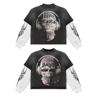 Y2KTee T-shirts graphiques Vintage t-shirts surdimensionnés Streetwear décontracté lavé à l'acide Double couche hauts à manches longues pour hommes