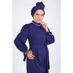 Vestido Mono Informal Color Índigo con Detalles, 100% Poliéster, Modelo 87774 - Product Image 2