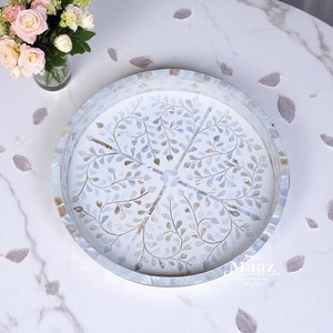 ถาดเสิร์ฟไม้ม็อบสีขาวลายดอกไม้หรูหราเป็นมิตรต่อสิ่งแวดล้อมทำด้วยมือสำหรับตกแต่งบ้าน/โรงแรม - Product Image 6
