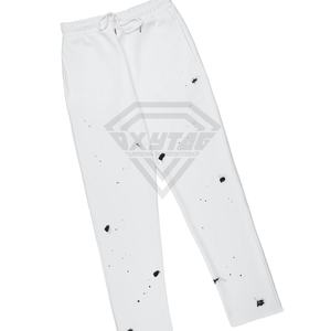 Traje de sudor desgastado personalizado Sudadera con capucha Conjunto de pantalón apilado Hombres Joggers acampanados Chándales Conjuntos de Jogger de dos piezas para hombres - Product Image 6