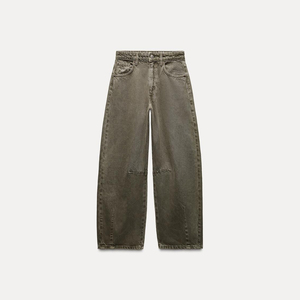 Jeans Anchos de Cintura Media para Mujer, Estilo Casual a la Moda, Cómodos, de Mezclilla de Algodón Desgastada, Marca de Verano Oscuro - Product Image 1