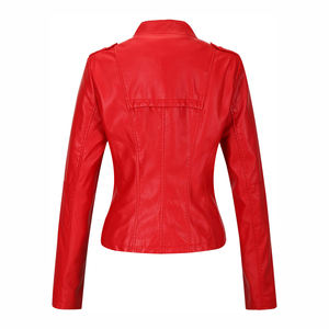 Veste en cuir pour femmes fabriquée en usine à marque privée, respirante, couleur unie avec fermeture éclair, vestes élégantes, vente en gros - Product Image 6