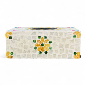 Elegante Caja de Pañuelos de Nácar, Hecha a Mano con Incrustaciones de Concha Natural, Decoración Ecológica para el Hogar - Product Image 1