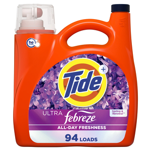 Adoucissant textile liquide Tide Ultra Febreze Eco-Friendly 132 fl oz, parfum Spring Renewal, 94 lavages, lavande, vêtements - Product Image 1