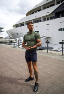 เสื้อโปโลแขนสั้นวินเทจของผู้ชายเสื้อโอเวอร์ไซส์ผ้าฝ้ายออแกนิกฤดูร้อนสลิมฟิตลำลองสำหรับยิมออกกำลังกายขายส่งสำหรับผู้ชาย - Product Image 2