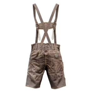 Ladies Bavarian Festival Lederhosen Auténtico bordado Suspender Pantalones cortos de cuero Costura decorativa Transpirable Diseño sólido - Product Image 2