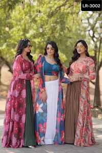 Georgette de imitación de estilo indio de Bollywood con diseño de plisado aplastante Lehenga Choli para festivales y bodas Choli - Product Image 2