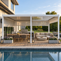 Pergola en aluminium motorisée rétractable avec toit à lamelles réglables, protection UV, pour terrasse extérieure, avec commande intelligente
